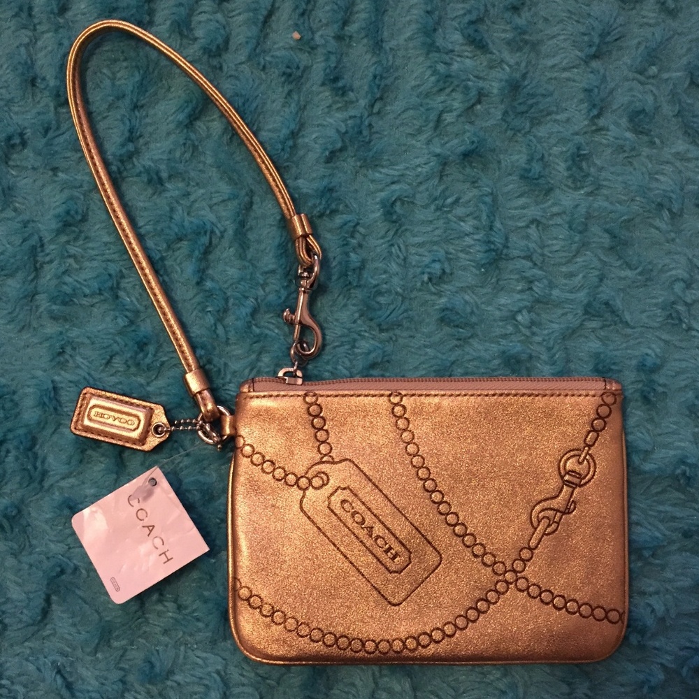 Coach gold wristlet new with tags